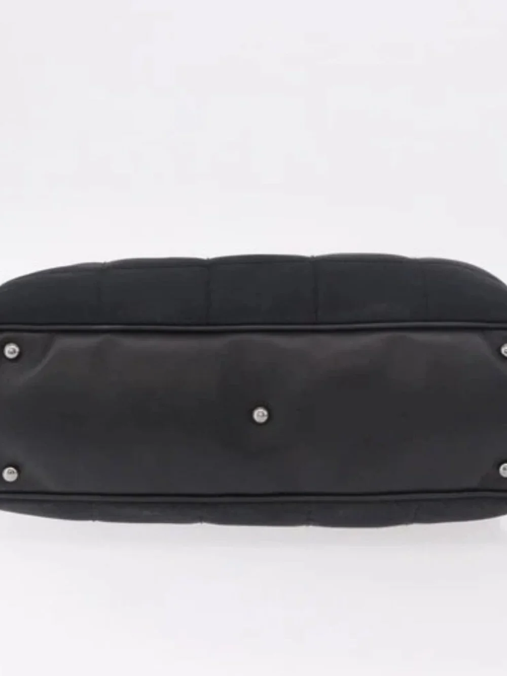 CHANEL Choco Bar Hand Bag Nylon Black Silver CC Auth 183944SAM